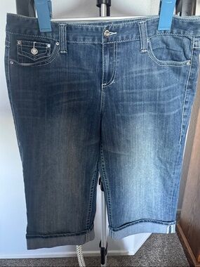 INC International Concepts Mid Wash Cropped Jeans - Blue